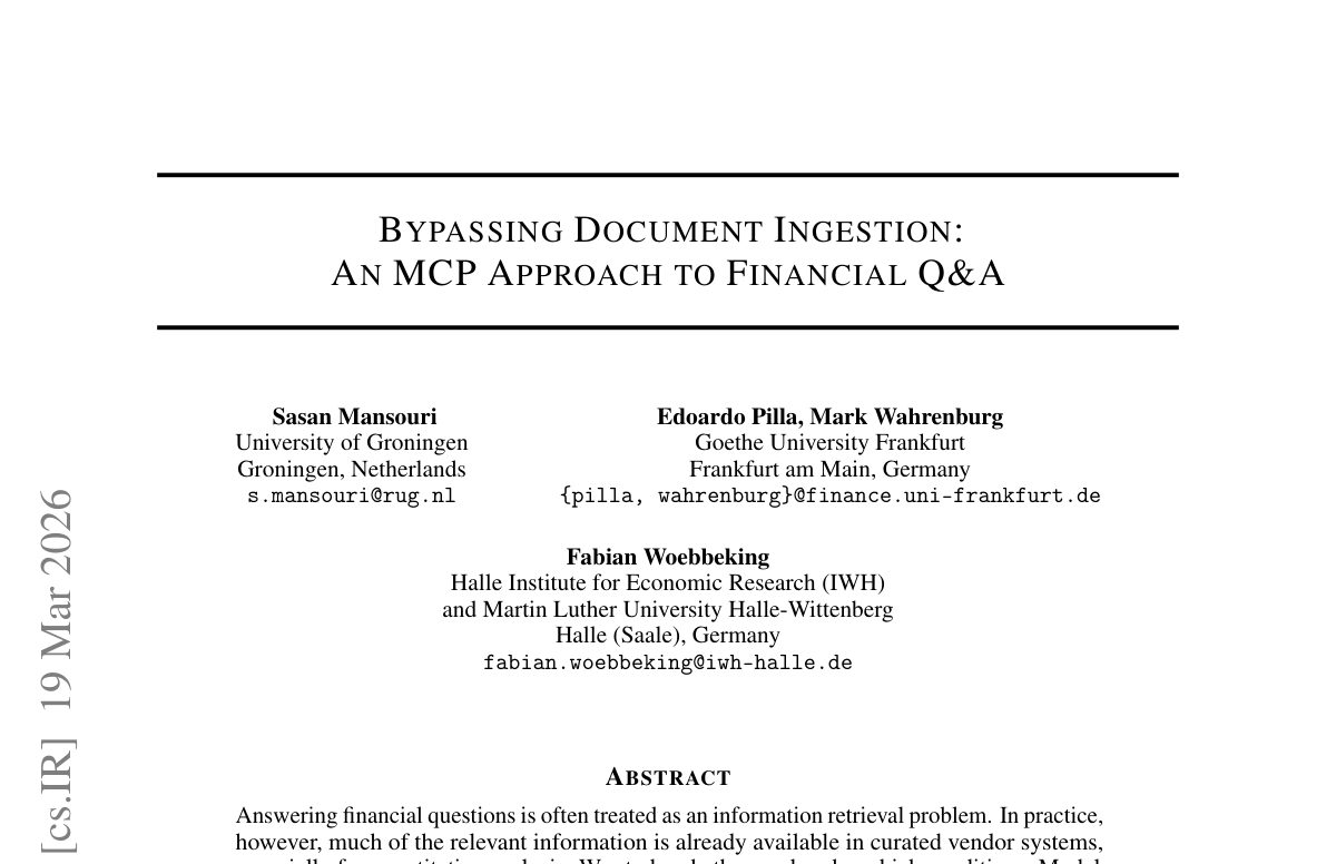 Titelseite des Papers „Bypassing Document Ingestion: An MCP Approach to Financial Q&A“